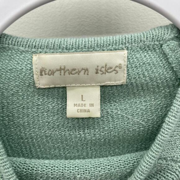 VTG Northern Isles Sweater Cream Fairisle Snowflake Mock Neck Soft Y2K Apres Ski - Picture 5 of 7